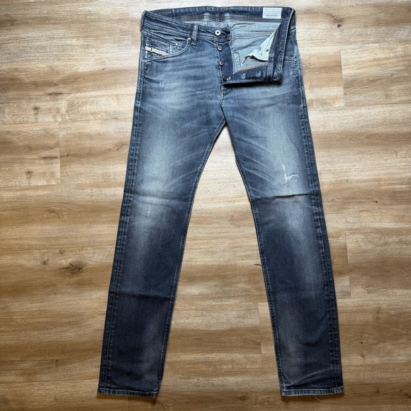 Diesel Jeans Men 33x34 Blue Belther Slim Tapered Fit Stretch Dark Faded 0830T